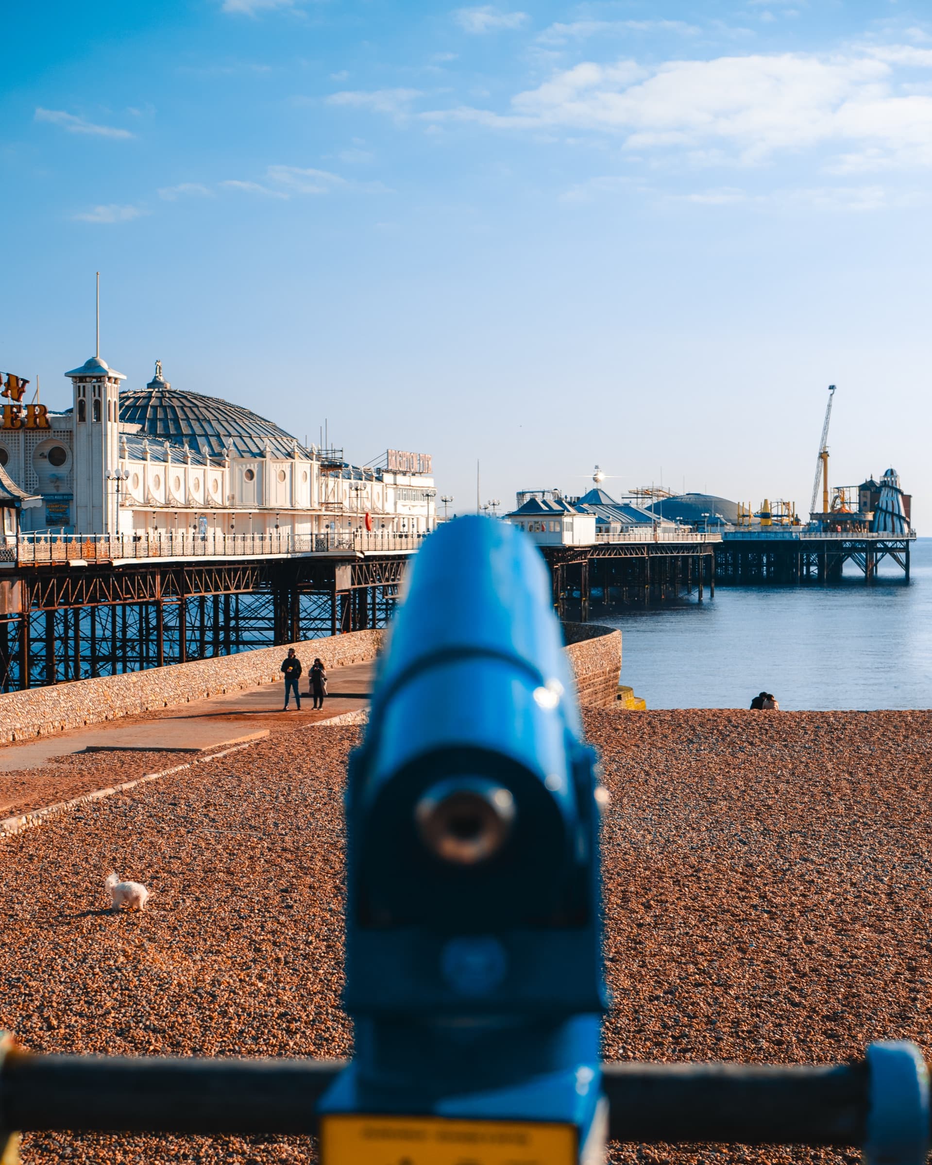 A seafront telescope facing the Palace Pier, edited with the Made in Brighton pack