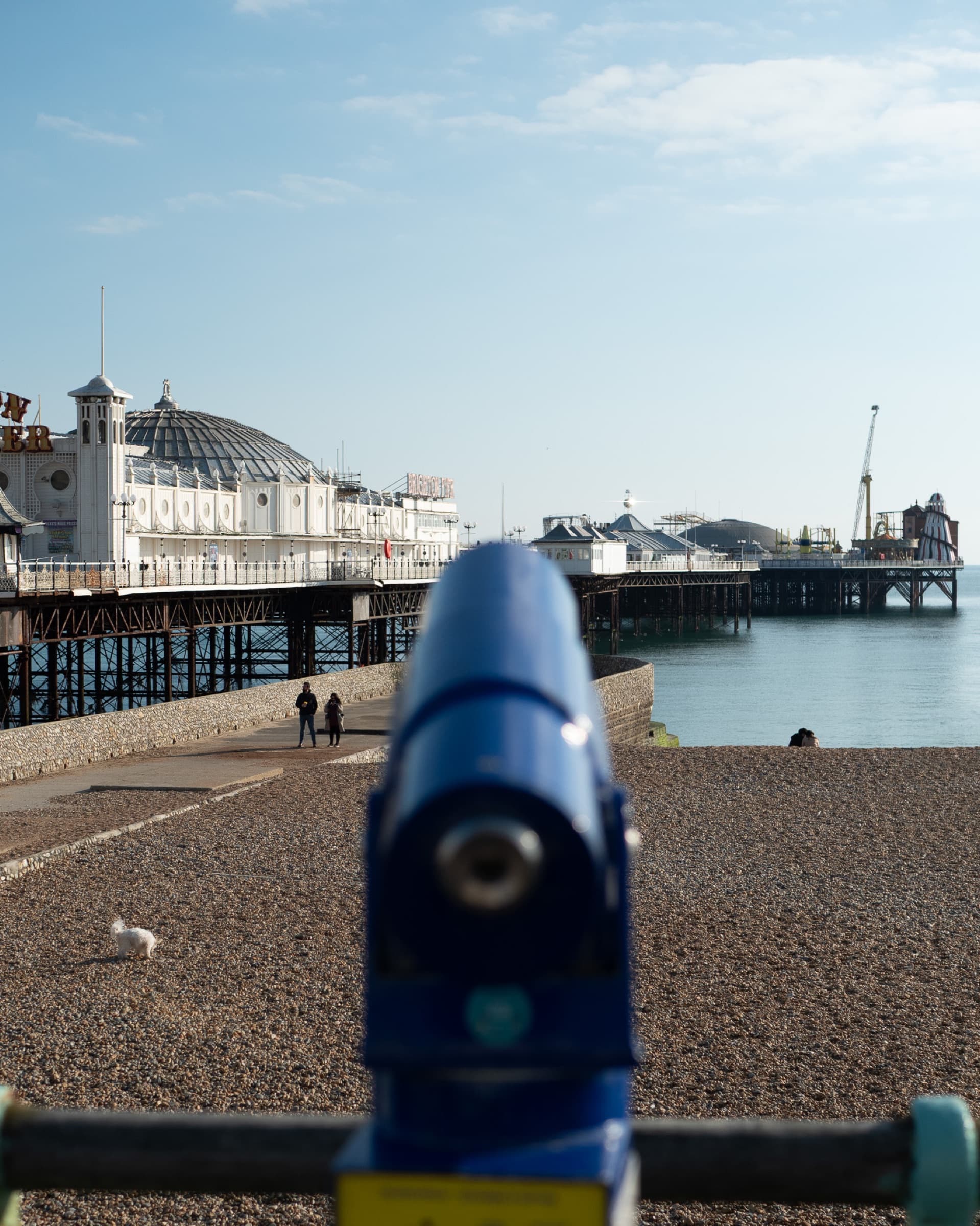 A seafront telescope facing the Palace Pier, before editing